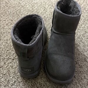 UGG Short Suede Booties in Charcoal
